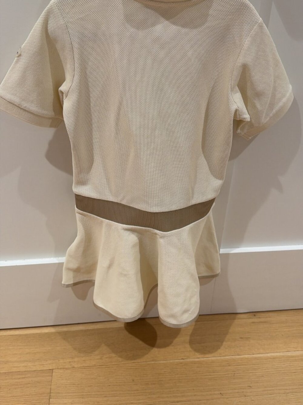 Moncler Girls Cream Pique Polo Dress Logo Sleeve Size 8